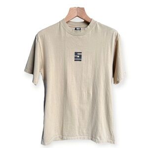 Sinostage Beige Men’s Graphic Embroidered T-Shirt, Medium